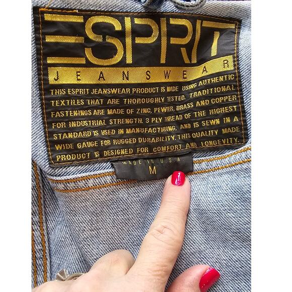 Vintage Esprit Jeans Women's Stonewashed True 90s Denim Jean Jacket Medium - Picture 8 of 11